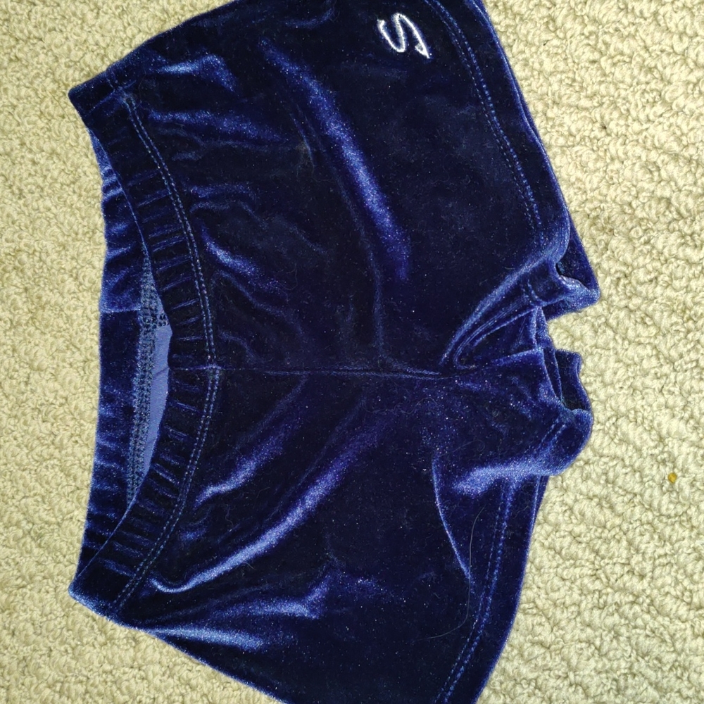 Girls Blue Velvet Dance Shorts